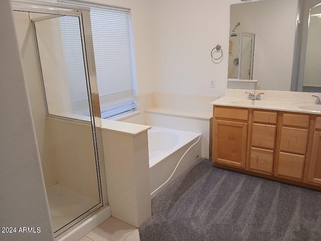 1970 W Park Pl, Chandler, AZ 85224 - full bath featuring a garden tub, a stall shower, double vanity, and carpet flooring