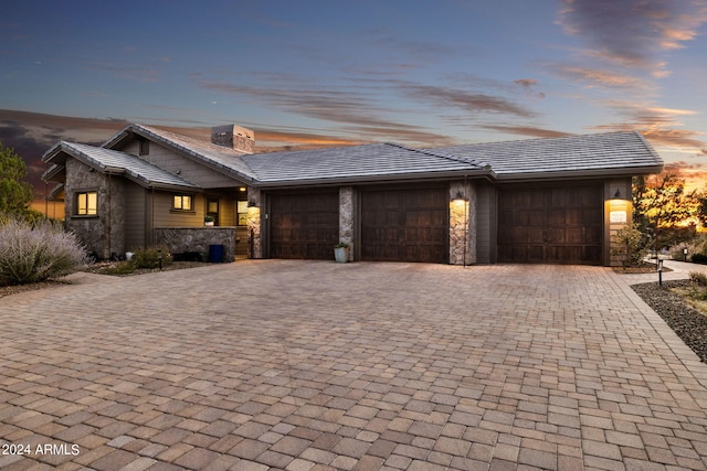 view of front of house with a garage