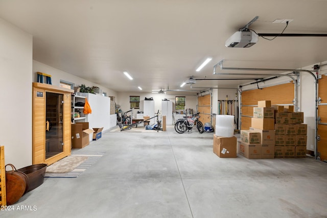 garage featuring a garage door opener