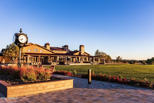 exterior space featuring a gazebo and a yard