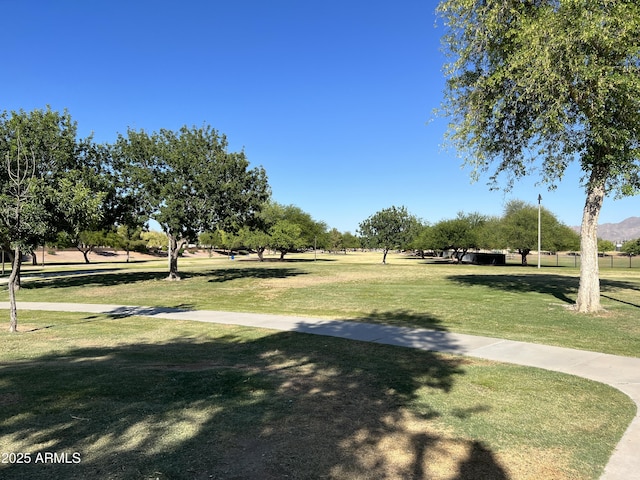 view of property's community with a lawn