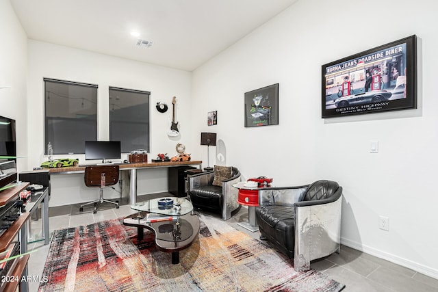 interior space featuring light tile patterned floors