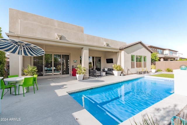 exterior space with an outdoor living space and a patio