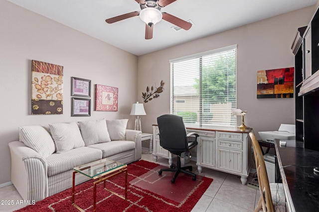 19722 N Regents Park Dr, Surprise, AZ 85387 - home office with ceiling fan and light tile patterned floors