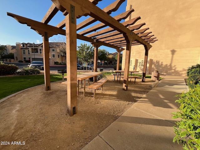 view of community with a pergola