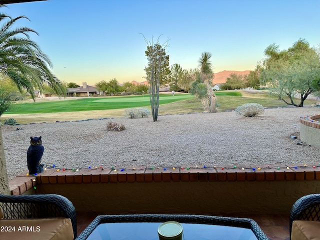 view of yard at dusk