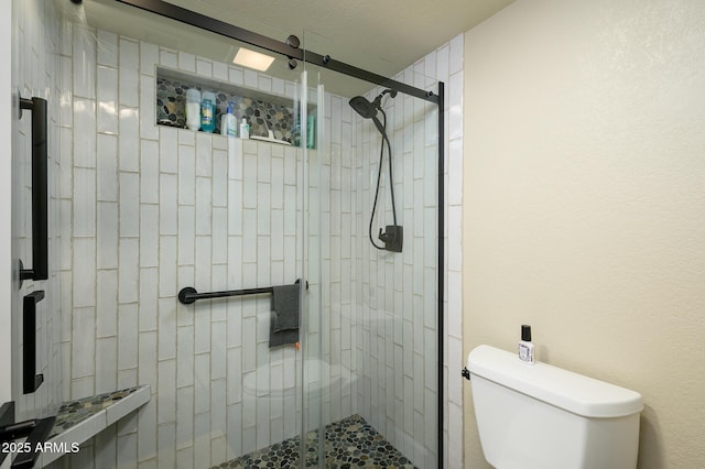 bathroom featuring toilet and walk in shower