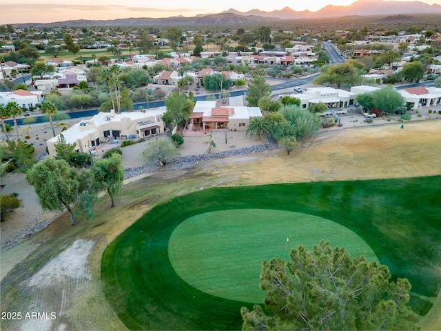 view of aerial view at dusk