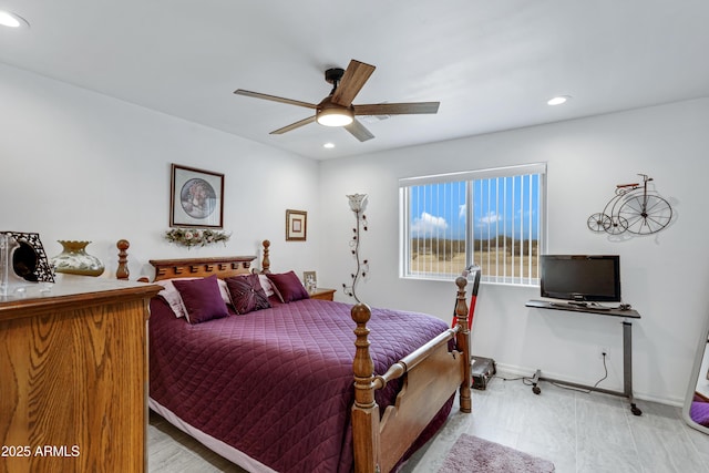 bedroom featuring ceiling fan