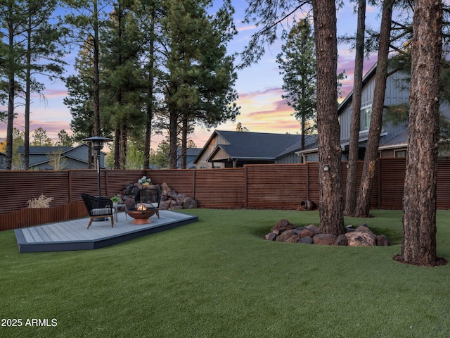 2395 S Polaris Way, Flagstaff, AZ 86001 - view of yard featuring a wooden deck and an outdoor fire pit