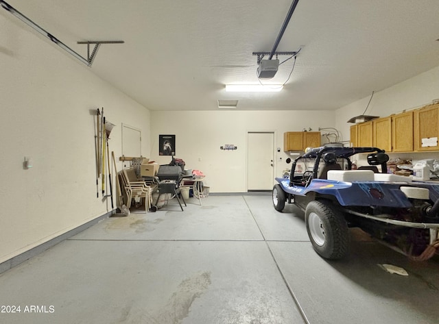 garage with a garage door opener