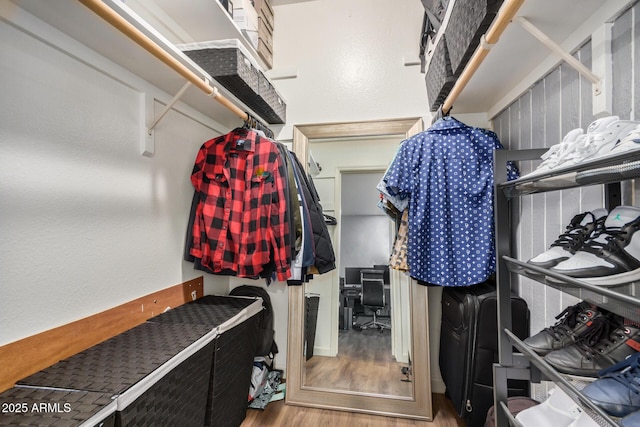 spacious closet with wood finished floors