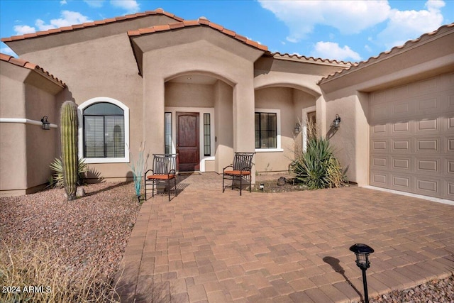 exterior space featuring a garage