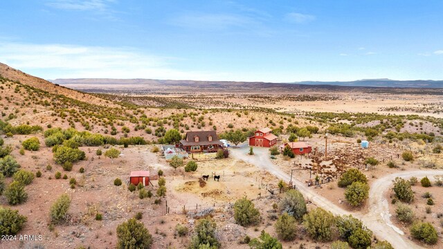 drone / aerial view with a mountain view