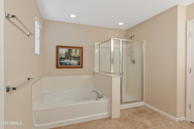 bathroom with plus walk in shower