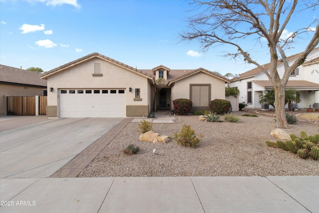 single story home with a garage