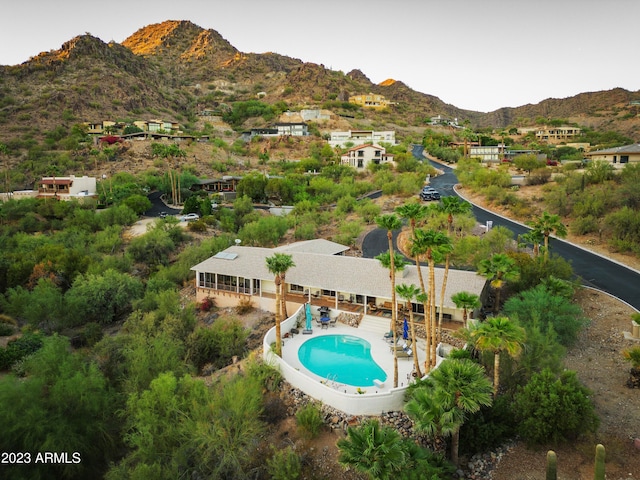 aerial view with a mountain view