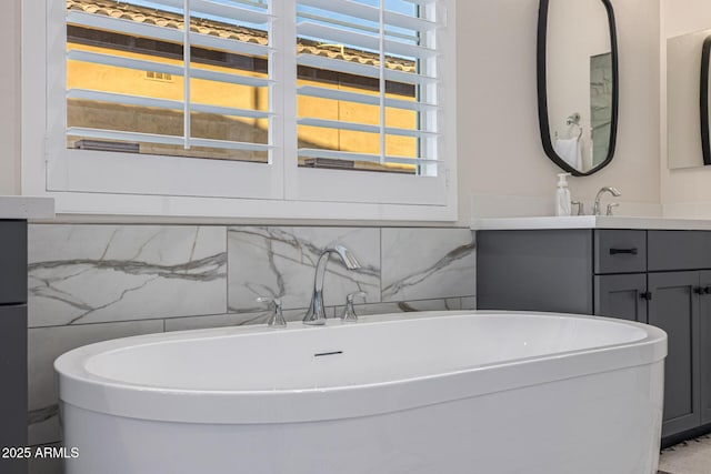 3814 W Running Deer Trl, Phoenix, AZ 85083 - full bathroom featuring plenty of natural light, vanity, a soaking tub, and tile walls