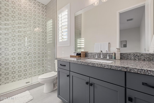 3814 W Running Deer Trl, Phoenix, AZ 85083 - full bathroom featuring vanity, a stall shower, and tile patterned floors