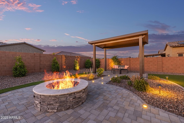 3814 W Running Deer Trl, Phoenix, AZ 85083 - fenced backyard with an outdoor fire pit and a patio