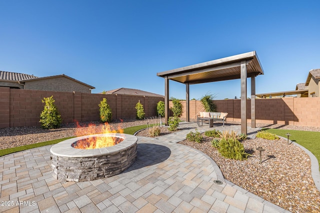 3814 W Running Deer Trl, Phoenix, AZ 85083 - fenced backyard with an outdoor fire pit and a patio