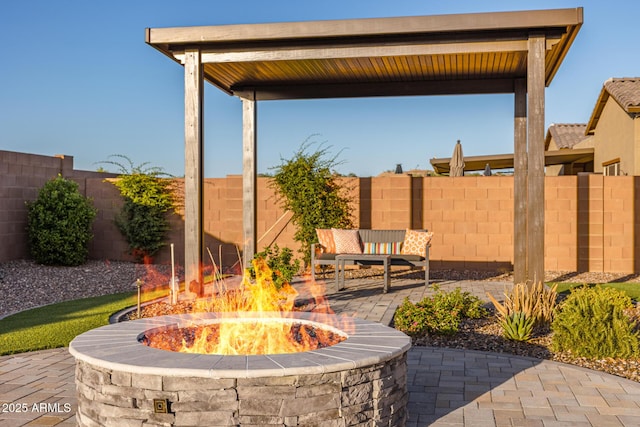 3814 W Running Deer Trl, Phoenix, AZ 85083 - fenced backyard with a fire pit and a patio