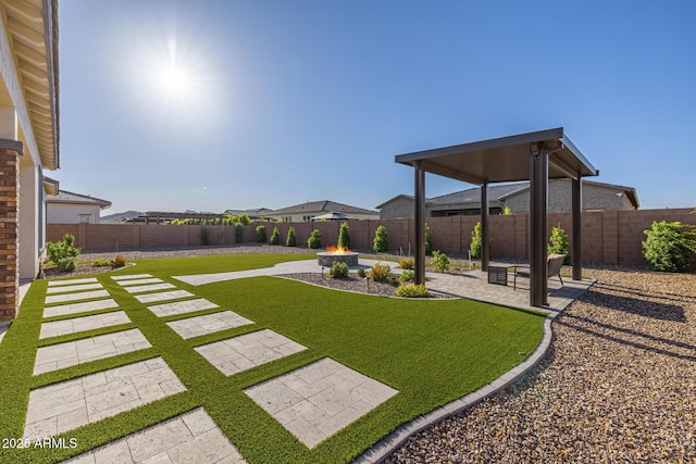 3814 W Running Deer Trl, Phoenix, AZ 85083 - fenced backyard with a patio area and an outdoor fire pit