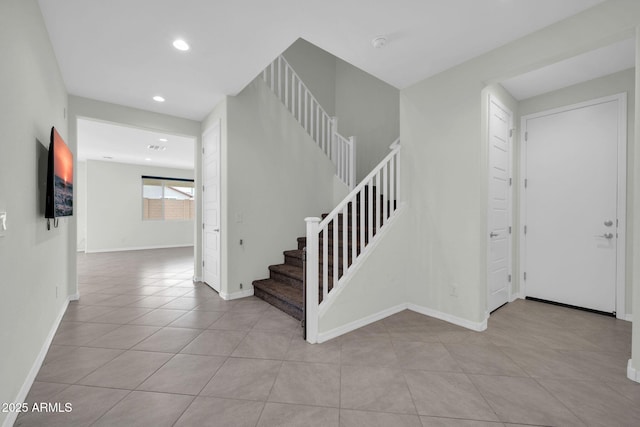 19026 W Becker Ln, Surprise, AZ 85388 - tiled foyer featuring stairs, recessed lighting, and baseboards