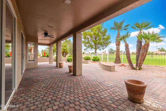 view of patio / terrace with ceiling fan