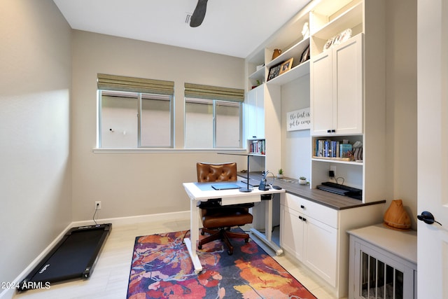 office area with light hardwood / wood-style flooring