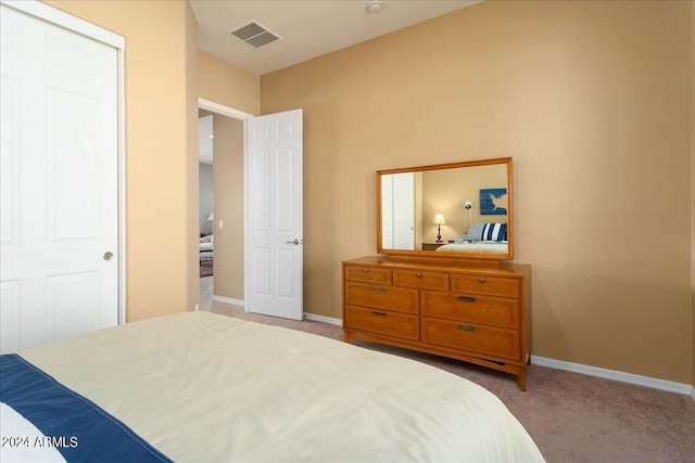 bedroom featuring carpet and a closet