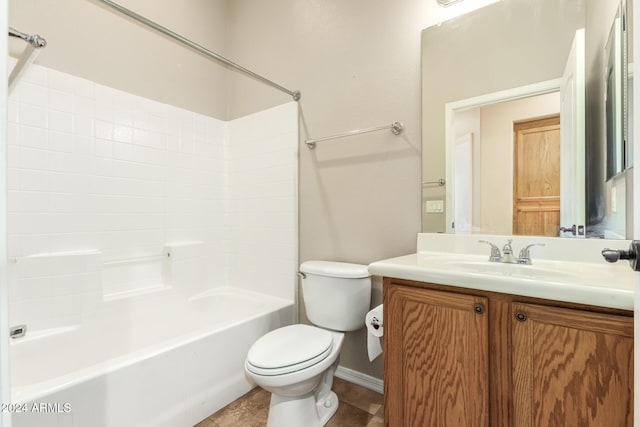 full bathroom with tile patterned floors, vanity, shower / bathing tub combination, and toilet