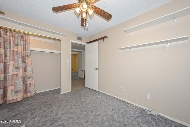 18012 N 37th Dr, Glendale, AZ 85308 - unfurnished bedroom featuring visible vents, a closet, ceiling fan, a textured ceiling, and carpet flooring