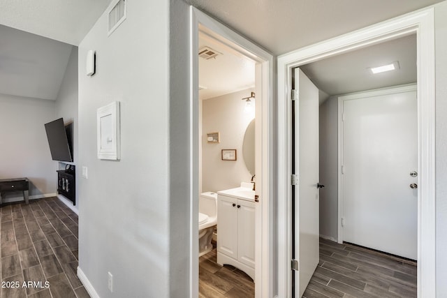 hallway with sink