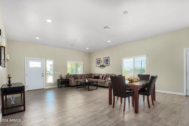 dining room featuring light hardwood / wood-style floors