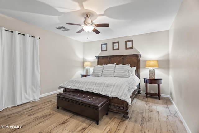 6819 N 10th Pl, Phoenix, AZ 85014 - bedroom with light wood-style flooring, baseboards, and ceiling fan