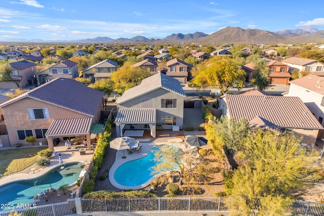 bird's eye view with a mountain view