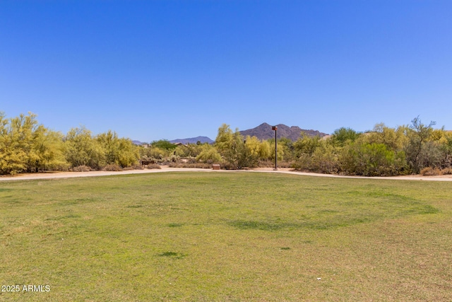 view of yard with a mountain view