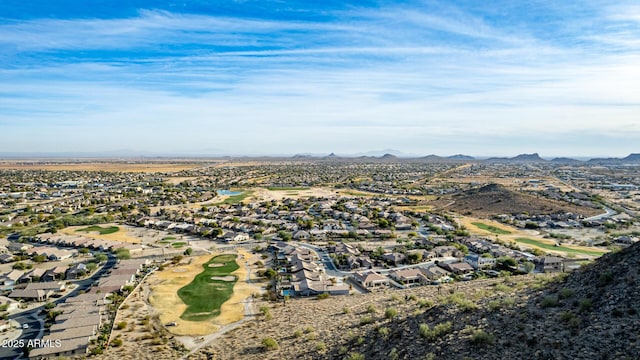 bird's eye view with a mountain view