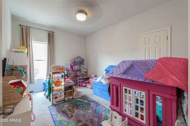 recreation room with carpet floors