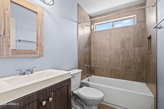 3747 W Aire Libre Ave, Phoenix, AZ 85053 - bathroom with toilet, vanity, shower / bath combination, and a textured wall