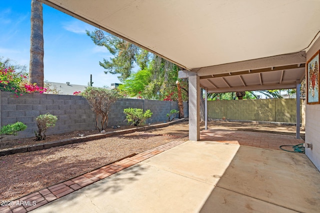 view of patio featuring a fenced backyard