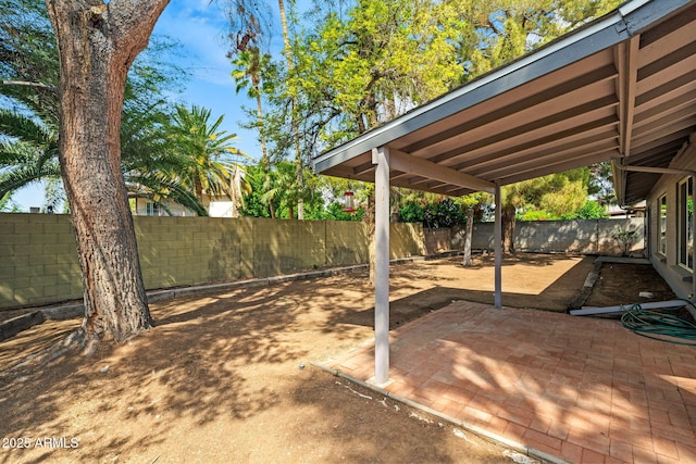 view of yard with a fenced backyard and a patio area