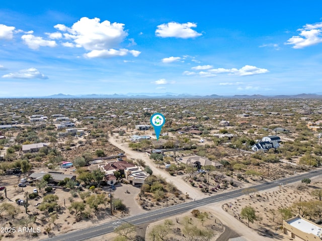 drone / aerial view featuring a mountain view