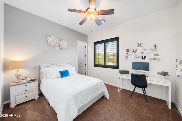 20546 W Summit Pl, Buckeye, AZ 85396 - bedroom with carpet, a desk, baseboards, and ceiling fan