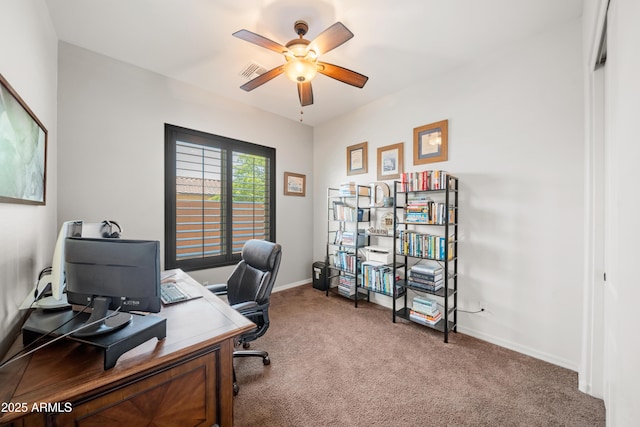 20546 W Summit Pl, Buckeye, AZ 85396 - home office featuring carpet flooring, ceiling fan, and baseboards