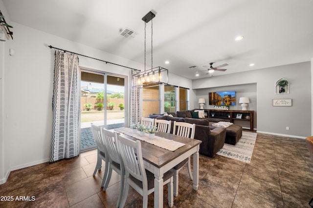 20546 W Summit Pl, Buckeye, AZ 85396 - dining space featuring ceiling fan, baseboards, and recessed lighting