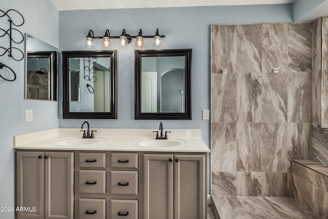 bathroom with double vanity