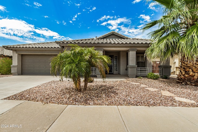 view of front of house with a garage