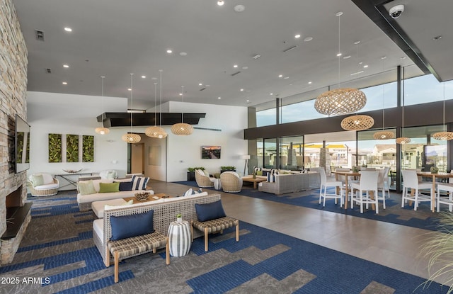 10322 E Topaz Ave, Mesa, AZ 85212 - lobby with a high ceiling, a security system, recessed lighting, and expansive windows